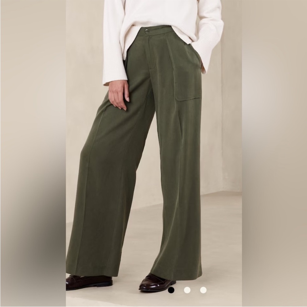 Banana Republic Factory Green Wide-Leg Women's Pants